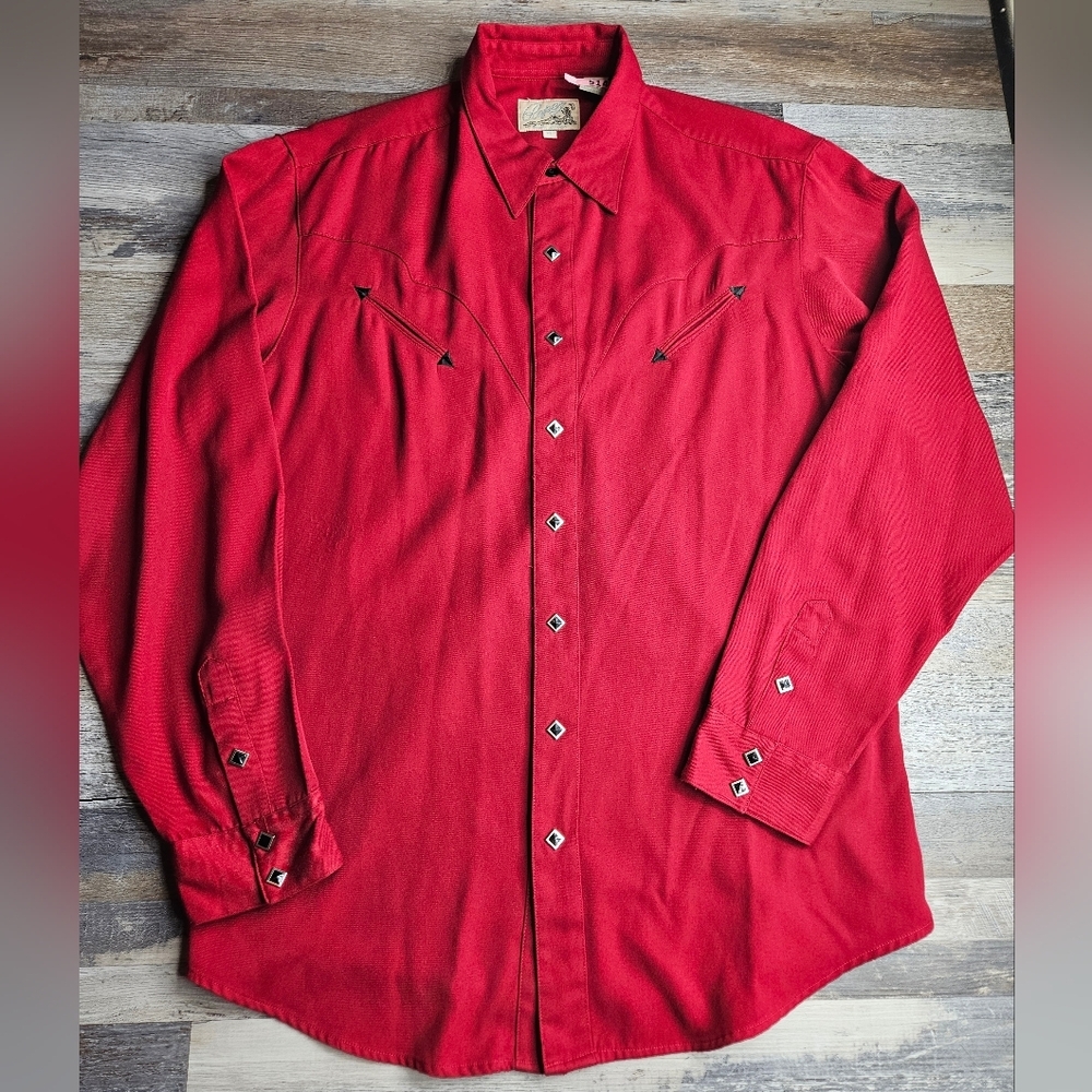 Roper Vintage Long Sleeve Western Wear Snap Front Shirt Red Men's XL